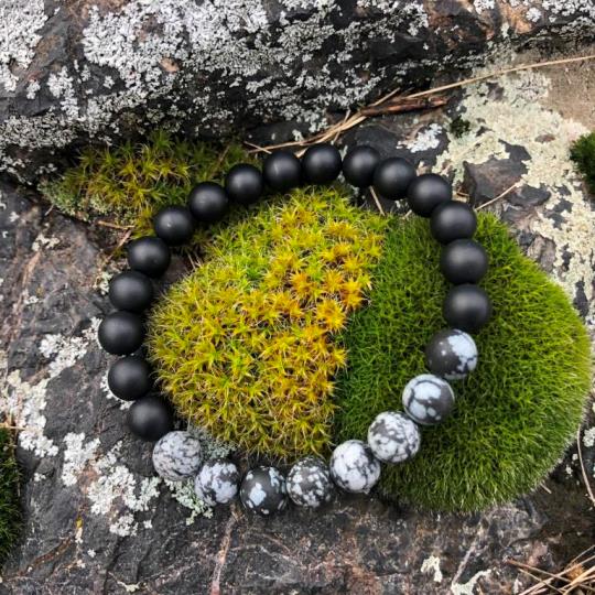 Minerální náramek obsidián, onyx - OSOBNÍ PROBUZENÍ - muž